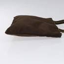 PRADA Hand Bag Satin Dark Brown Gold Auth fm4379V-3