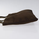 PRADA Hand Bag Satin Dark Brown Gold Auth fm4379V-4
