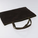 PRADA Hand Bag Satin Dark Brown Gold Auth fm4379V-6