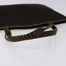 PRADA Hand Bag Satin Dark Brown Gold Auth fm4379V-7
