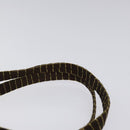 PRADA Hand Bag Satin Dark Brown Gold Auth fm4379V-8