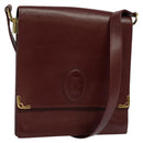 CARTIER Must Line Shoulder Bag Leather Bordeaux Gold Auth fm4381-1