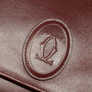 CARTIER Must Line Shoulder Bag Leather Bordeaux Gold Auth fm4381-14