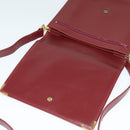 CARTIER Must Line Shoulder Bag Leather Bordeaux Gold Auth fm4381-15