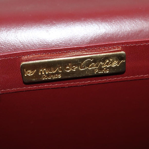 CARTIER Must Line Shoulder Bag Leather Bordeaux Gold Auth fm4381