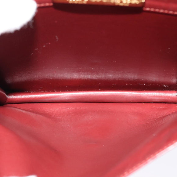 CARTIER Must Line Shoulder Bag Leather Bordeaux Gold Auth fm4381
