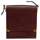 CARTIER Must Line Shoulder Bag Leather Bordeaux Gold Auth fm4381-2
