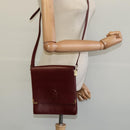 CARTIER Must Line Shoulder Bag Leather Bordeaux Gold Auth fm4381-22