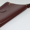 CARTIER Must Line Shoulder Bag Leather Bordeaux Gold Auth fm4381-6