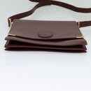 CARTIER Must Line Shoulder Bag Leather Bordeaux Gold Auth fm4381-9