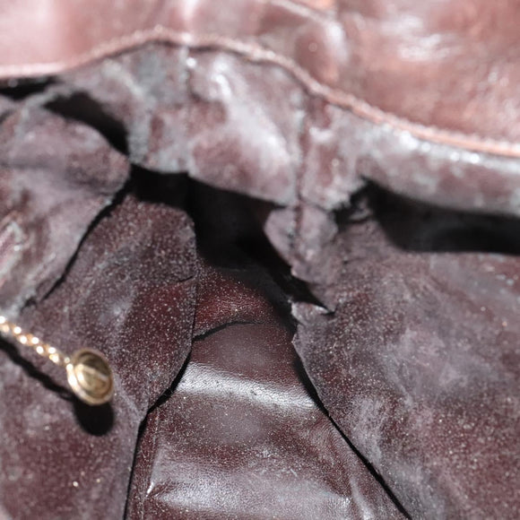 GUCCI Bamboo Shoulder Bag Leather Brown Gold 001 1705 1638 Auth fm4382