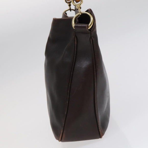 GUCCI Bamboo Shoulder Bag Leather Brown Gold 001 1705 1638 Auth fm4382