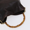 GUCCI Bamboo Shoulder Bag Leather Brown Gold 001 1705 1638 Auth fm4382-7