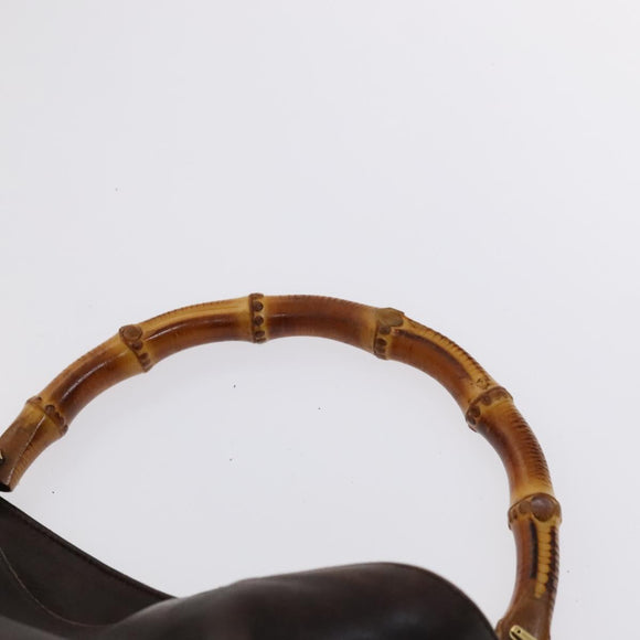 GUCCI Bamboo Shoulder Bag Leather Brown Gold 001 1705 1638 Auth fm4382