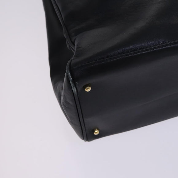 GUCCI Bamboo Hand Bag Leather Black Gold 002 2855 0322 0 Auth fm4384