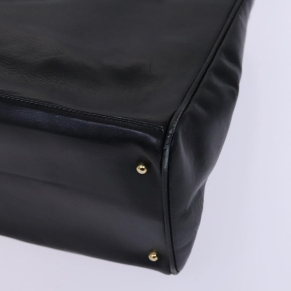 GUCCI Bamboo Hand Bag Leather Black Gold 002 2855 0322 0 Auth fm4384