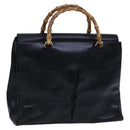 GUCCI Bamboo Hand Bag Leather Black Gold 002 2855 0322 0 Auth fm4384-1