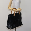 GUCCI Bamboo Hand Bag Leather Black Gold 002 2855 0322 0 Auth fm4384-21