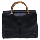 GUCCI Bamboo Hand Bag Leather Black Gold 002 2855 0322 0 Auth fm4384-13