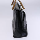 GUCCI Bamboo Hand Bag Leather Black Gold 002 2855 0322 0 Auth fm4384-4