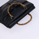 GUCCI Bamboo Hand Bag Leather Black Gold 002 2855 0322 0 Auth fm4384-6