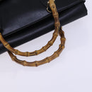 GUCCI Bamboo Hand Bag Leather Black Gold 002 2855 0322 0 Auth fm4384-7