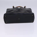GUCCI Bamboo Hand Bag Leather Black Gold 002 2855 0322 0 Auth fm4384-5