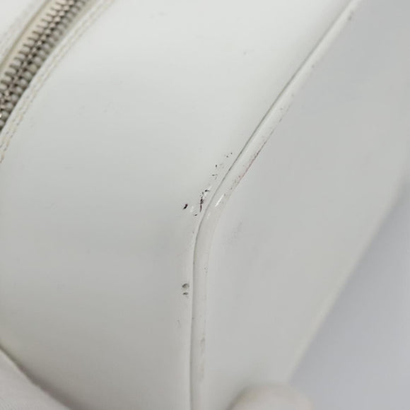 GUCCI Bamboo Vanity Pouch Patent leather White 032 1956 0151 Auth fm4397