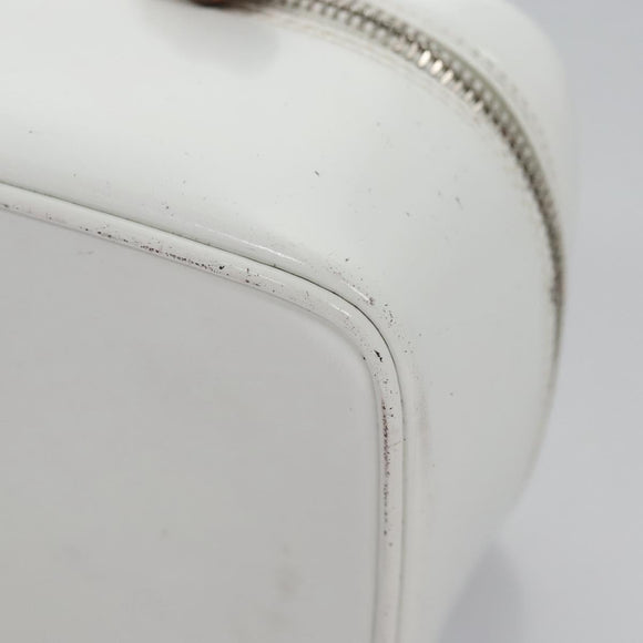 GUCCI Bamboo Vanity Pouch Patent leather White 032 1956 0151 Auth fm4397