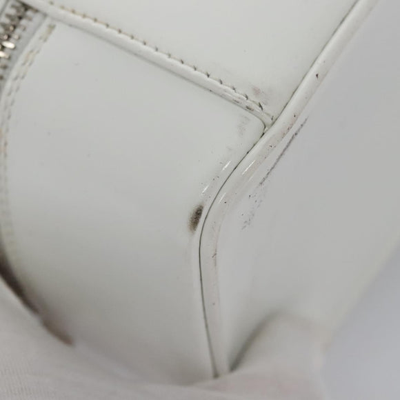 GUCCI Bamboo Vanity Pouch Patent leather White 032 1956 0151 Auth fm4397