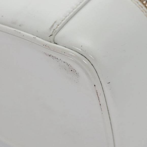 GUCCI Bamboo Vanity Pouch Patent leather White 032 1956 0151 Auth fm4397