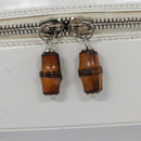 GUCCI Bamboo Vanity Pouch Patent leather White 032 1956 0151 Auth fm4397-17