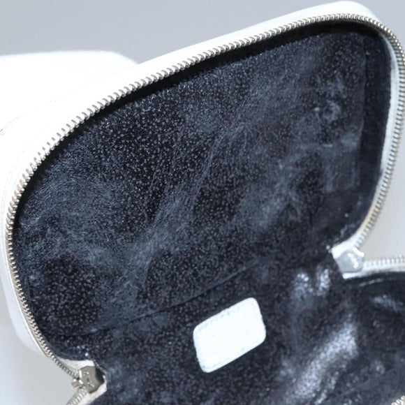 GUCCI Bamboo Vanity Pouch Patent leather White 032 1956 0151 Auth fm4397