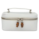 GUCCI Bamboo Vanity Pouch Patent leather White 032 1956 0151 Auth fm4397-13
