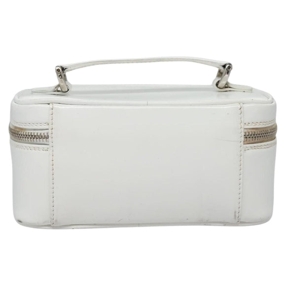 GUCCI Bamboo Vanity Pouch Patent leather White 032 1956 0151 Auth fm4397