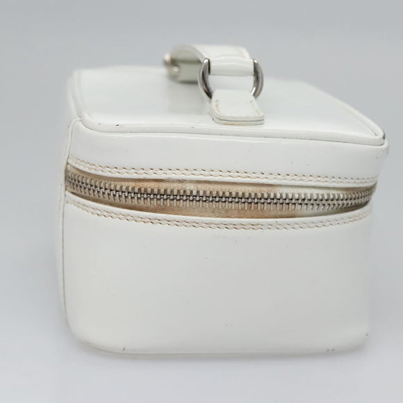 GUCCI Bamboo Vanity Pouch Patent leather White 032 1956 0151 Auth fm4397