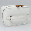 GUCCI Bamboo Vanity Pouch Patent leather White 032 1956 0151 Auth fm4397-6