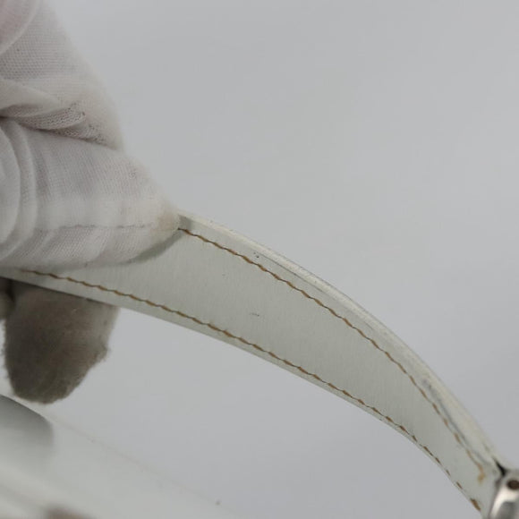 GUCCI Bamboo Vanity Pouch Patent leather White 032 1956 0151 Auth fm4397