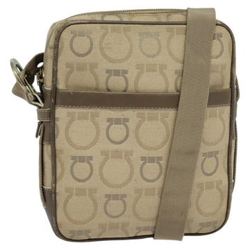 Salvatore Ferragamo Shoulder Bag Canvas Beige Auth fm4423