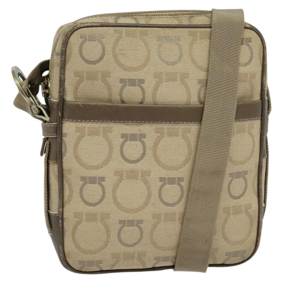 Salvatore Ferragamo Shoulder Bag Canvas Beige Auth fm4423