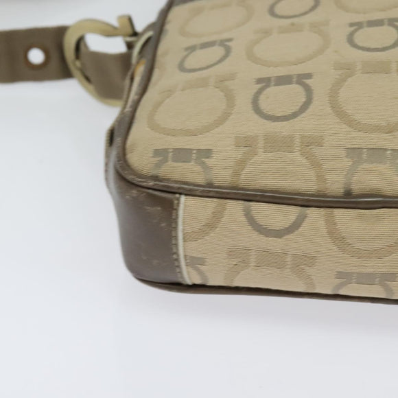 Salvatore Ferragamo Shoulder Bag Canvas Beige Auth fm4423