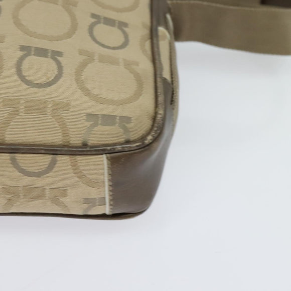 Salvatore Ferragamo Shoulder Bag Canvas Beige Auth fm4423