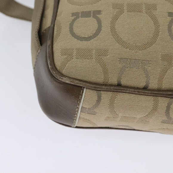 Salvatore Ferragamo Shoulder Bag Canvas Beige Auth fm4423