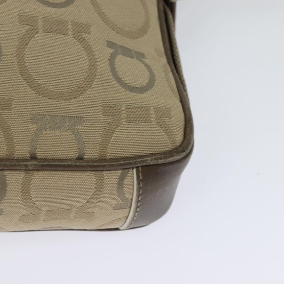 Salvatore Ferragamo Shoulder Bag Canvas Beige Auth fm4423