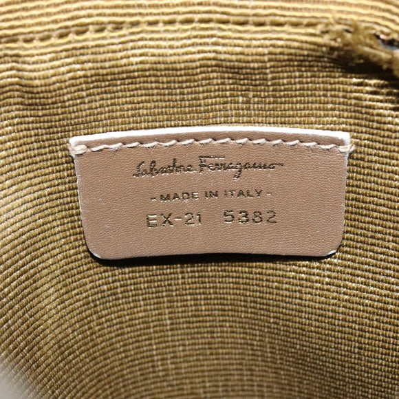 Salvatore Ferragamo Shoulder Bag Canvas Beige Auth fm4423