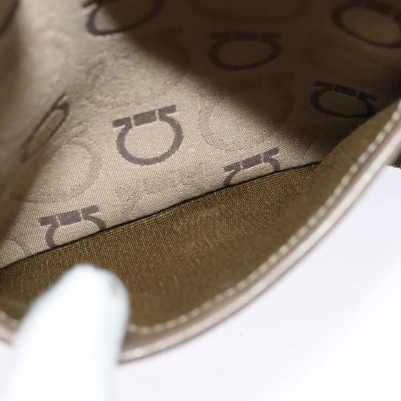 Salvatore Ferragamo Shoulder Bag Canvas Beige Auth fm4423