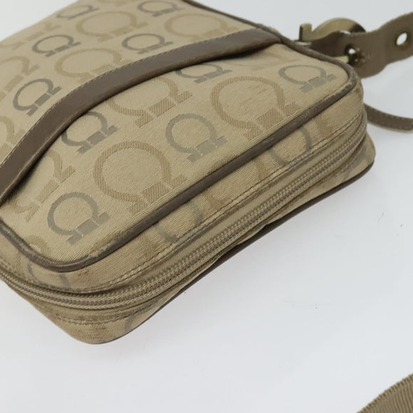 Salvatore Ferragamo Shoulder Bag Canvas Beige Auth fm4423