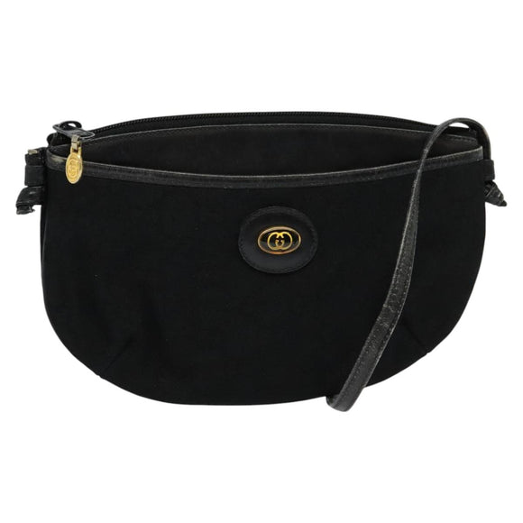 GUCCI GG Canvas Shoulder Bag Black Gold 904 02 020 Auth fm4427