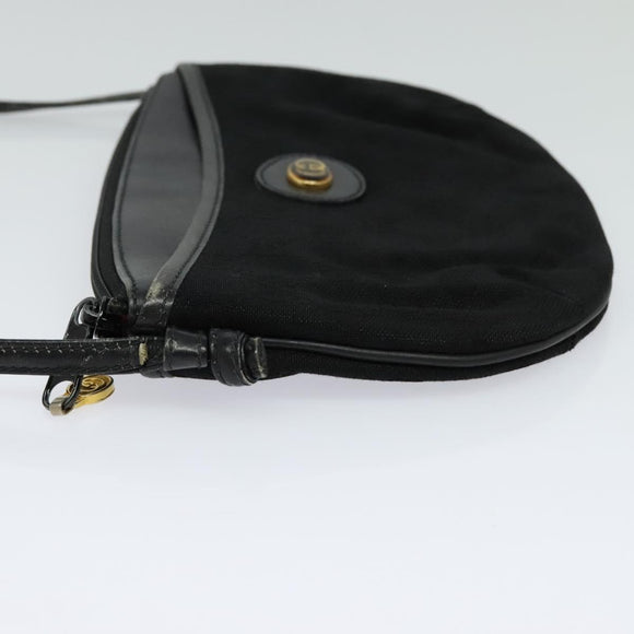 GUCCI GG Canvas Shoulder Bag Black Gold 904 02 020 Auth fm4427