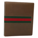 GUCCI Web Sherry Line Day Planner Cover Leather Red Brown Green Auth fm4440-1